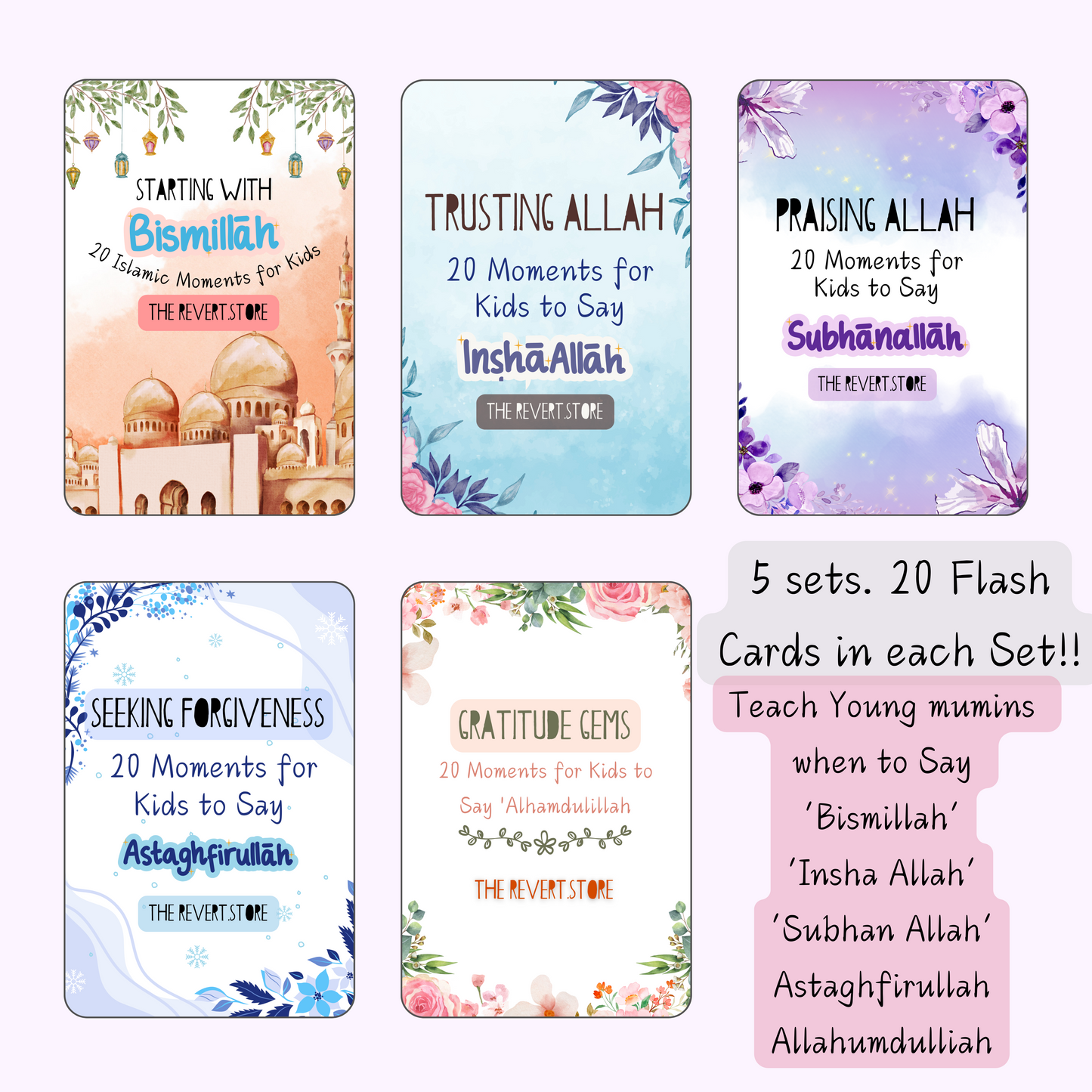 Faithful Moments Bundle: 100 Islamic Flashcards for Kids